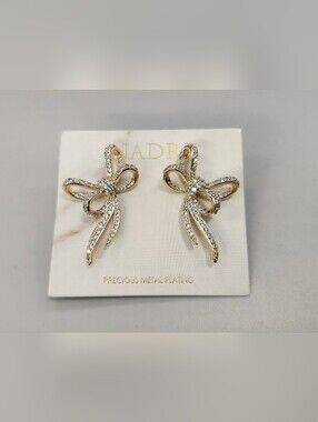 NWT Nadri Gold-Tone Le Bisou Pavé Bow Earrings